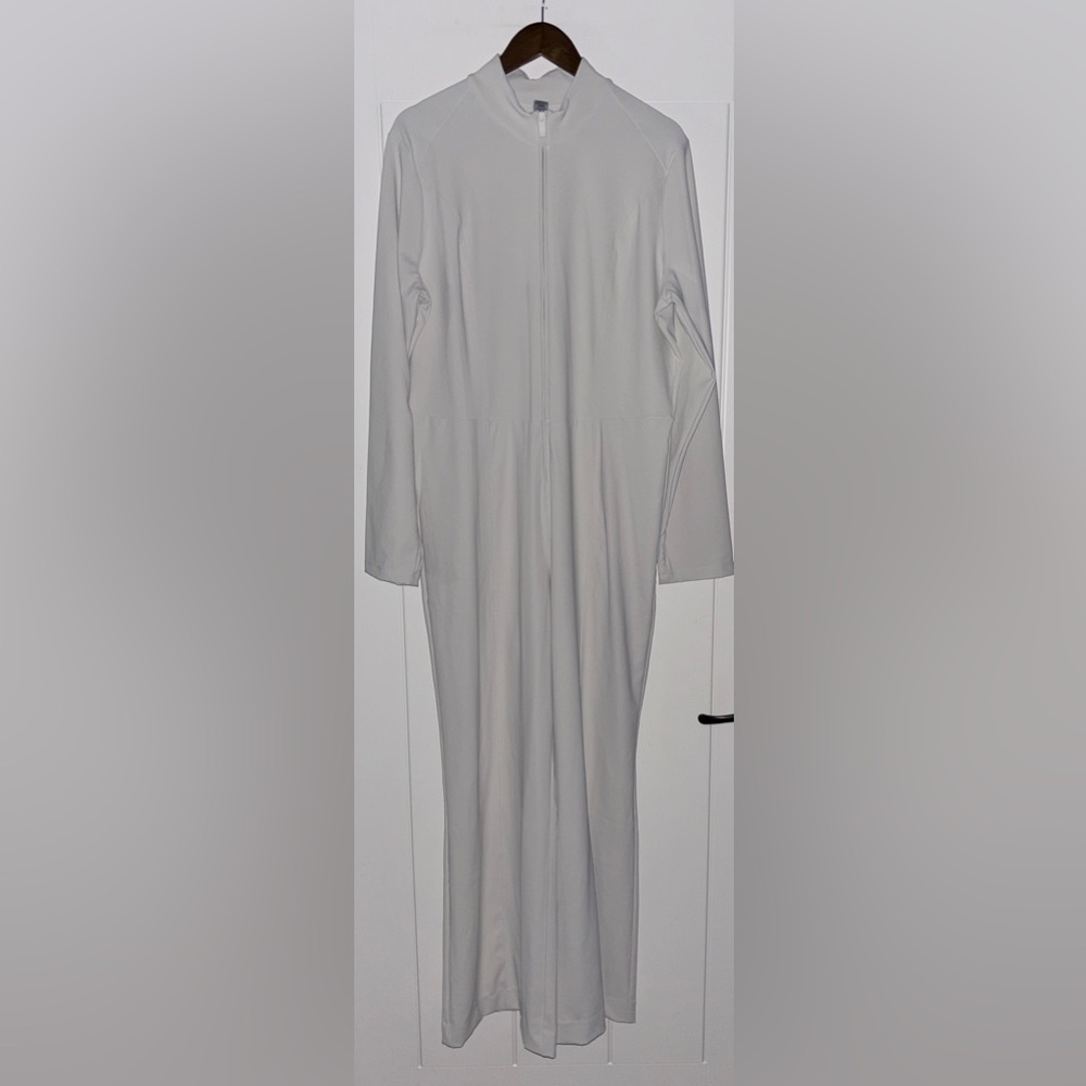 VSX LuxRib‎ One-Piece Beige Jumpsuit Women Size XXL Lounging Sleek Mock Neck NEW